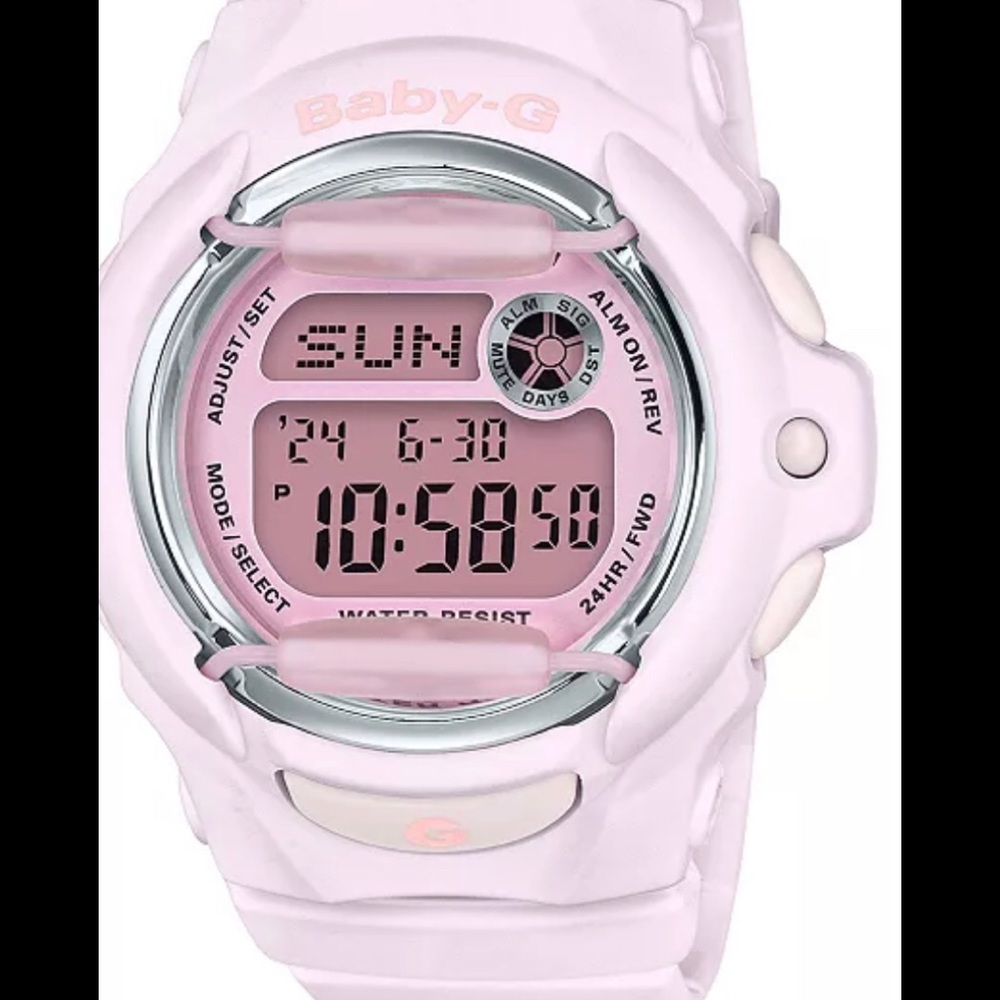 G-SHOCK:NWT, ORIGINAL BOX & MANUEL,BABY-G-PINK/PINK FACE, DIGITAL WOMEN’S WATCH.